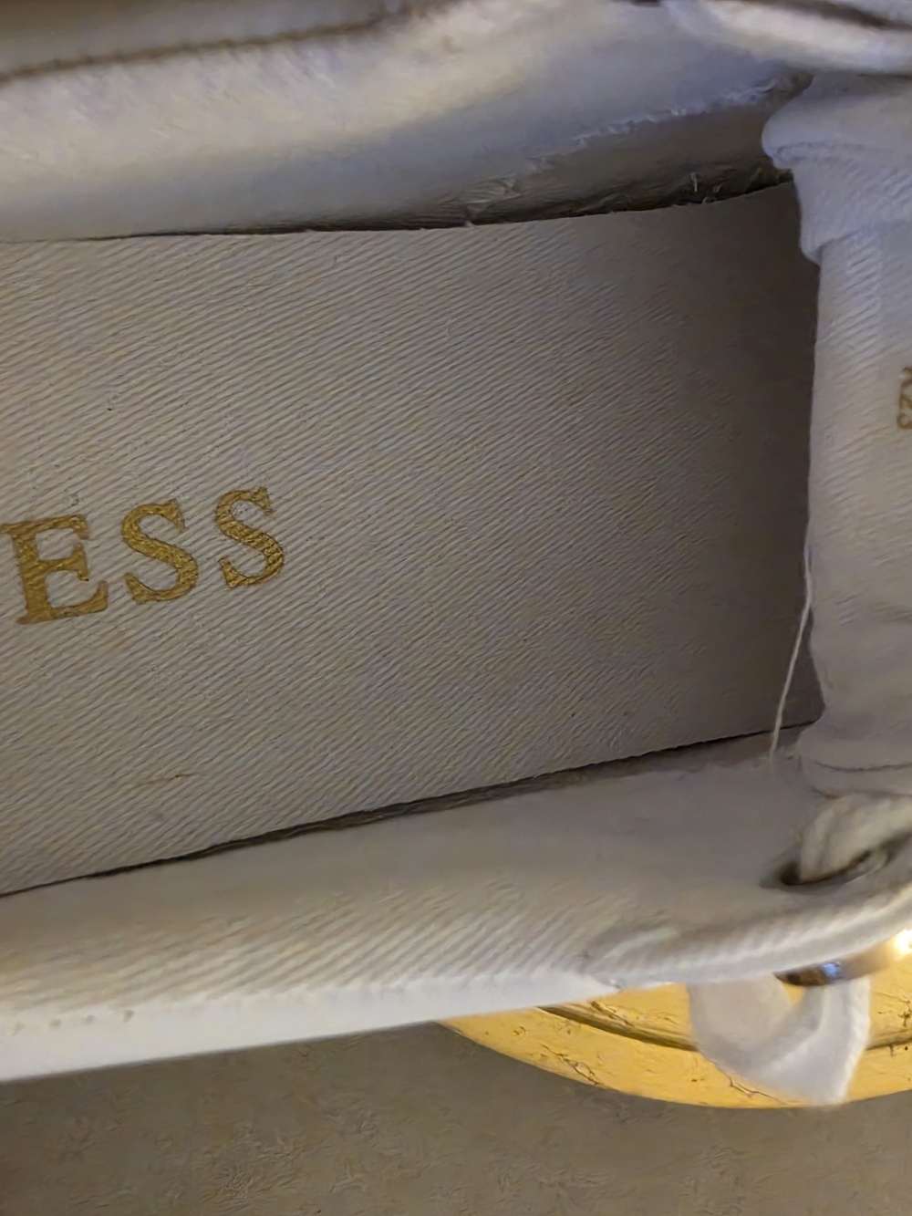 GUESS White Quilted Lace-Up Sneakers with Gold Accents - Picture 6 of 8